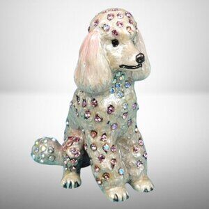 Jay Strongwater Seating Poodle Dog Mini Figurine with Swarovski Crystals